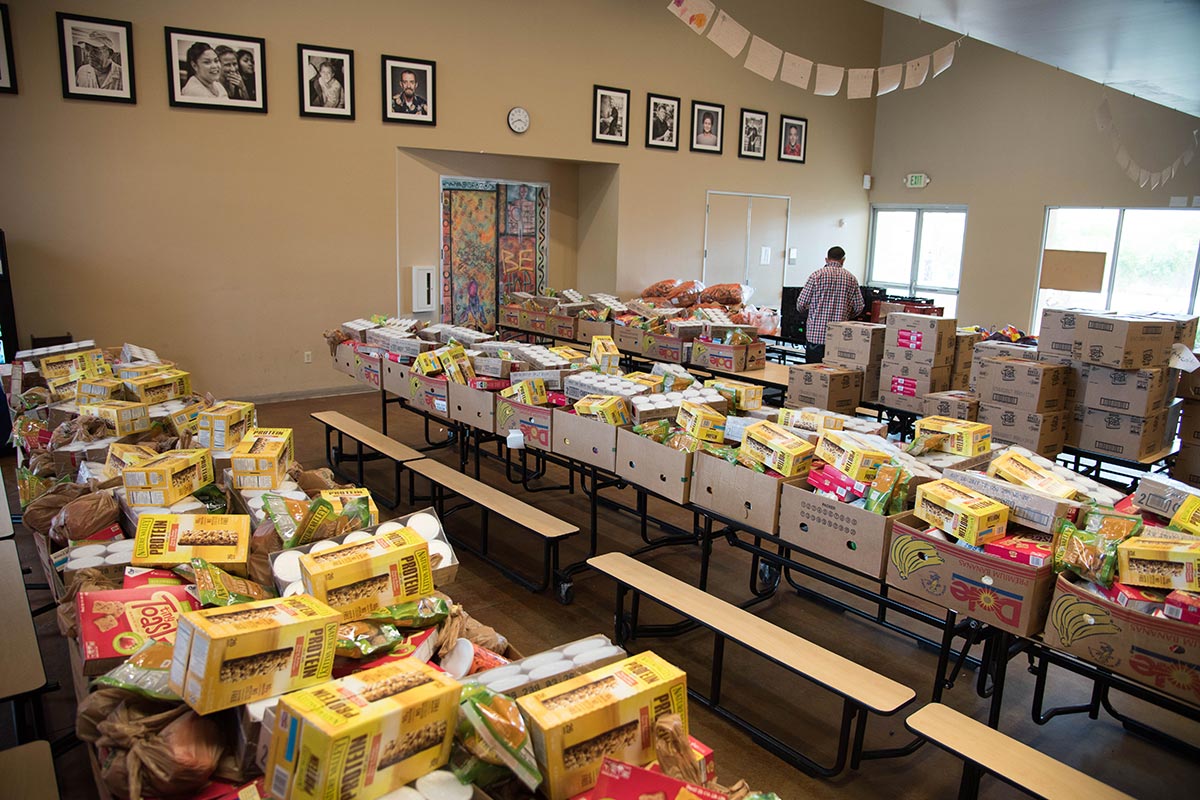 Food boxes being distributed by CVRM