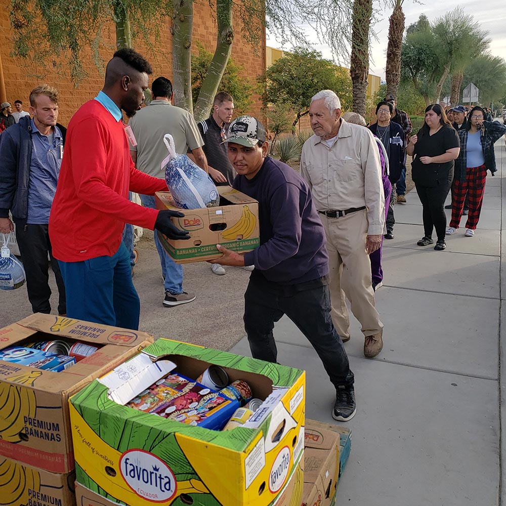 Food boxes being distributed by CVRM