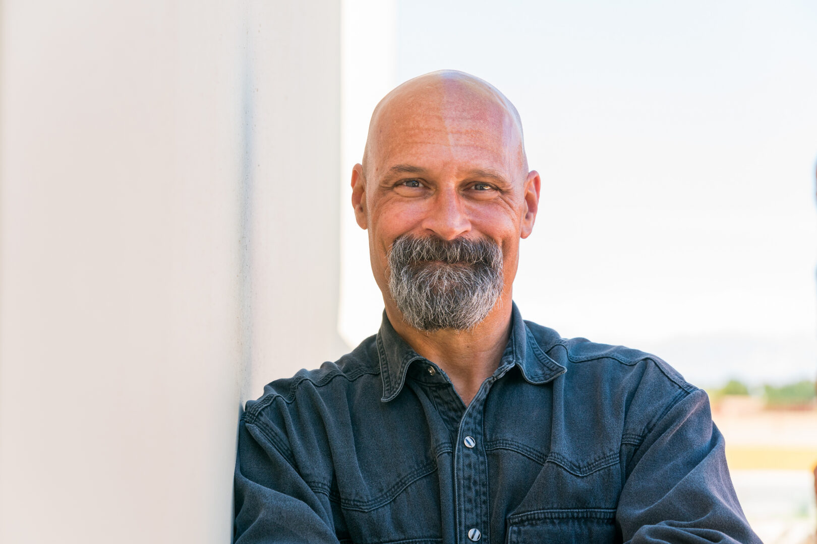 Photo of CVRM Client, Andrew Newton Gentleman bust photo, man with beard and bald head