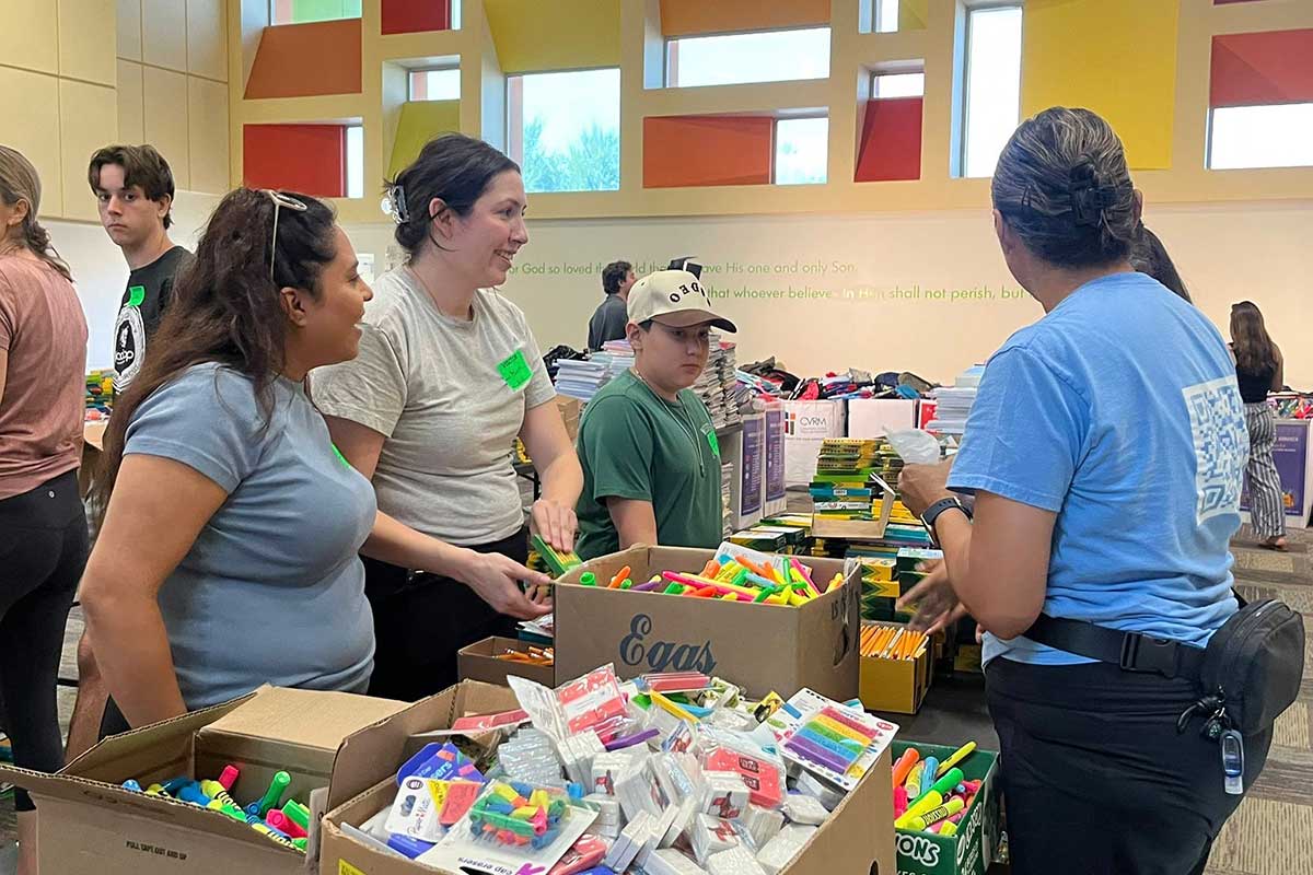 CVRM volunteers at the annual school supply drive